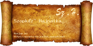 Szopkó Hajnalka névjegykártya